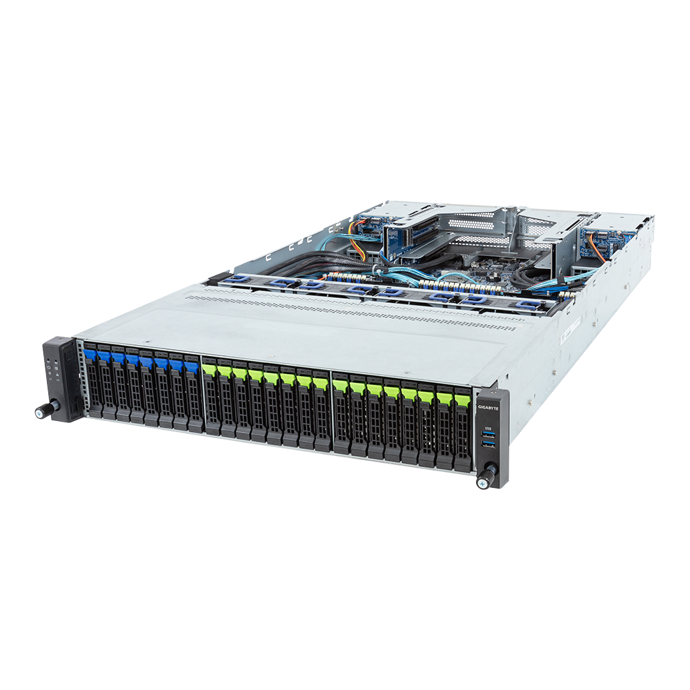 Серверная платформа Gigabyte R283-S92, 2xLGA4677, 32xDDR5, 24x2.5 HDD HS + 4x2.5 HS, 2xGLAN, AMI MegaRAC SP-X, Redundant 2x2000 Вт, 2U (6NR283S92DR000AAJ2)