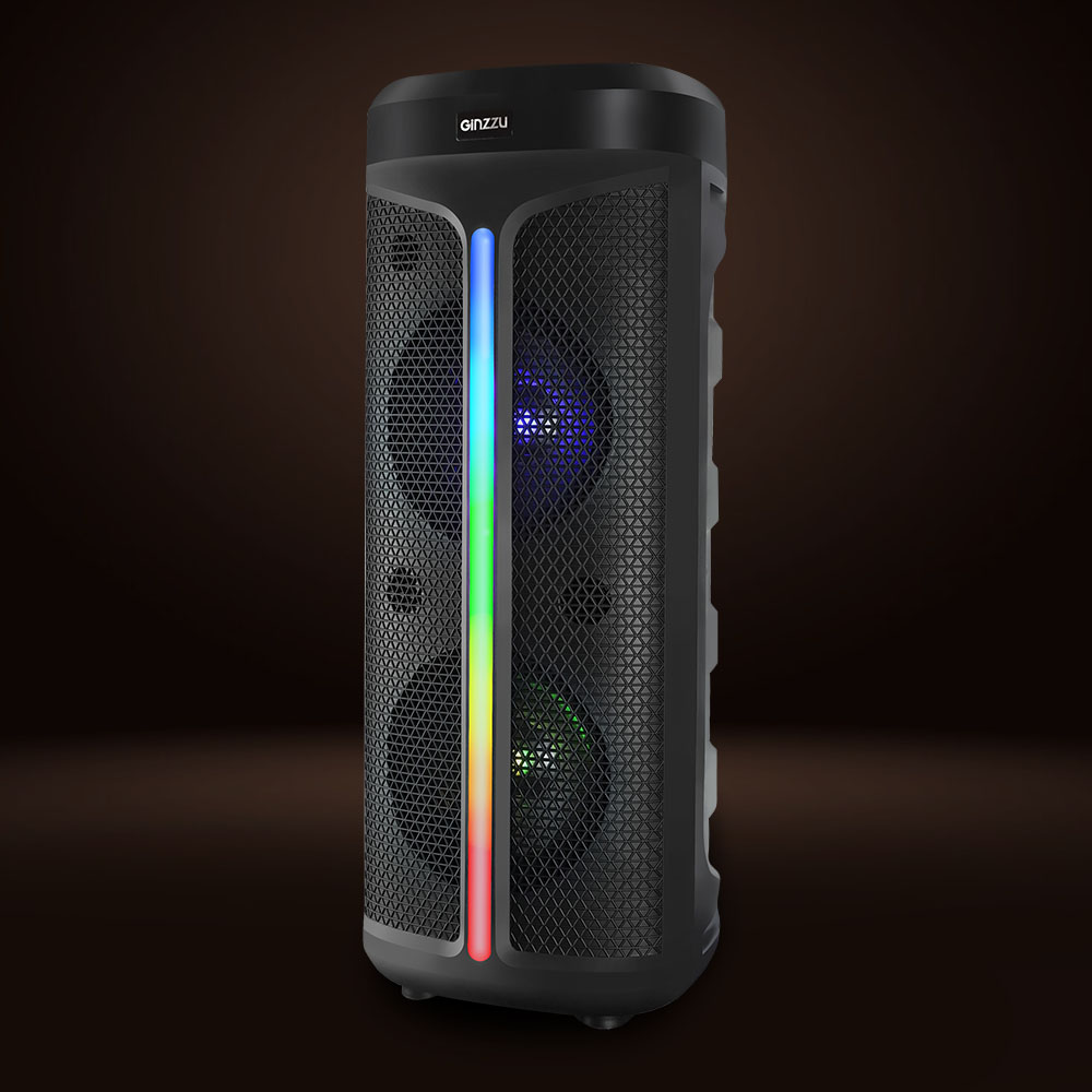 

Портативная акустика Ginzzu GM-224, 50 Вт, FM, AUX, USB, microSD, Bluetooth, подсветка, черный (18035), GM-224