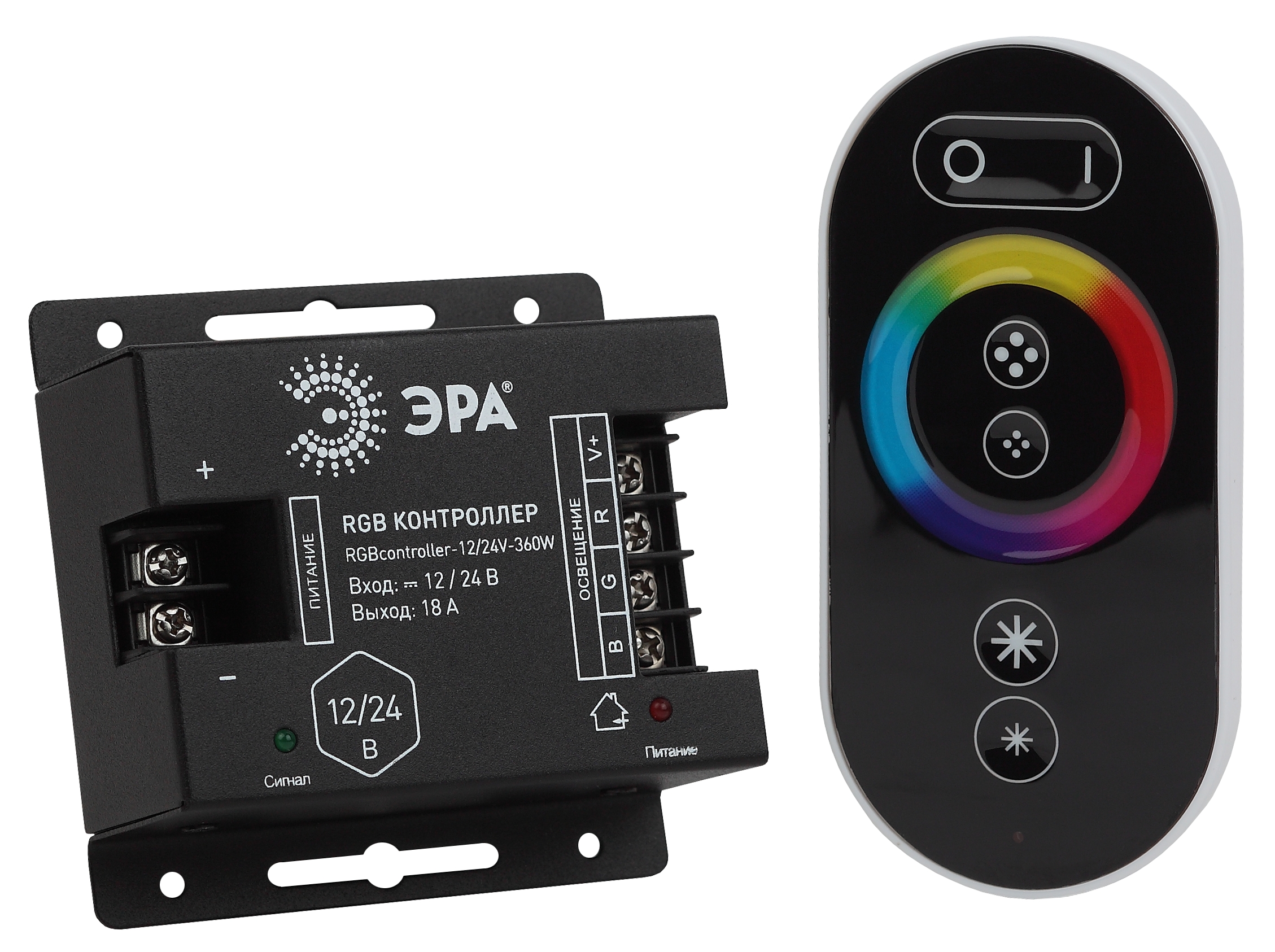 

Контроллер Эра RGBcontroller-12/24V-216W/432W 216 Вт/432 Вт для светодиодной ленты, черный (Б0043445), RGBcontroller-12/24V-216W/432W