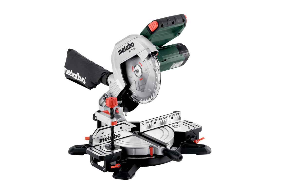

Торцовочная пила Metabo KS 216 M, 1.1 кВт, 5000 об/мин, диаметр диска 21.6 см, подсветка (610216000), KS 216 M