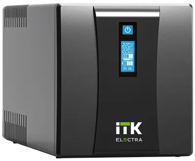 ИБП ITK ELECTRA EET-1500VA-1-002, 1500 В·А, 900 Вт, IEC, розеток - 8, USB, черный (EET-1500VA-1-002)