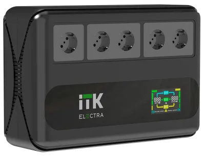 ИБП ITK ELECTRA LT5 ELT5-1000VA-1-001, 1000 В·А, 600 Вт, EURO, розеток - 5, USB, черный (ELT5-1000VA-1-001)