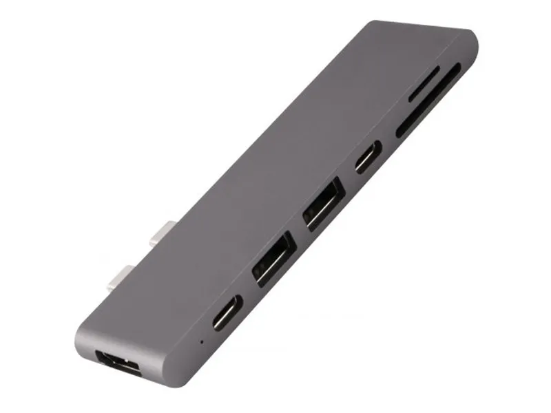 Адаптер Barn&Hollis Type-C 7 in 1 для Apple MacBook, 2xUSB Type-C, серый (УТ000027061)