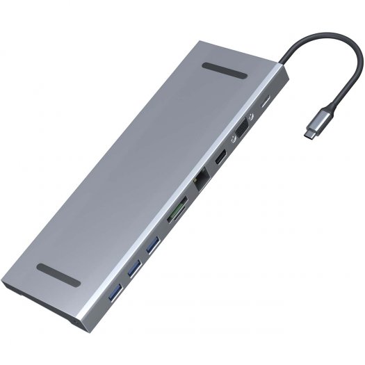 Адаптер RED LINE Type-C 10 в 1, USB Type-C, серый (УТ000031226)