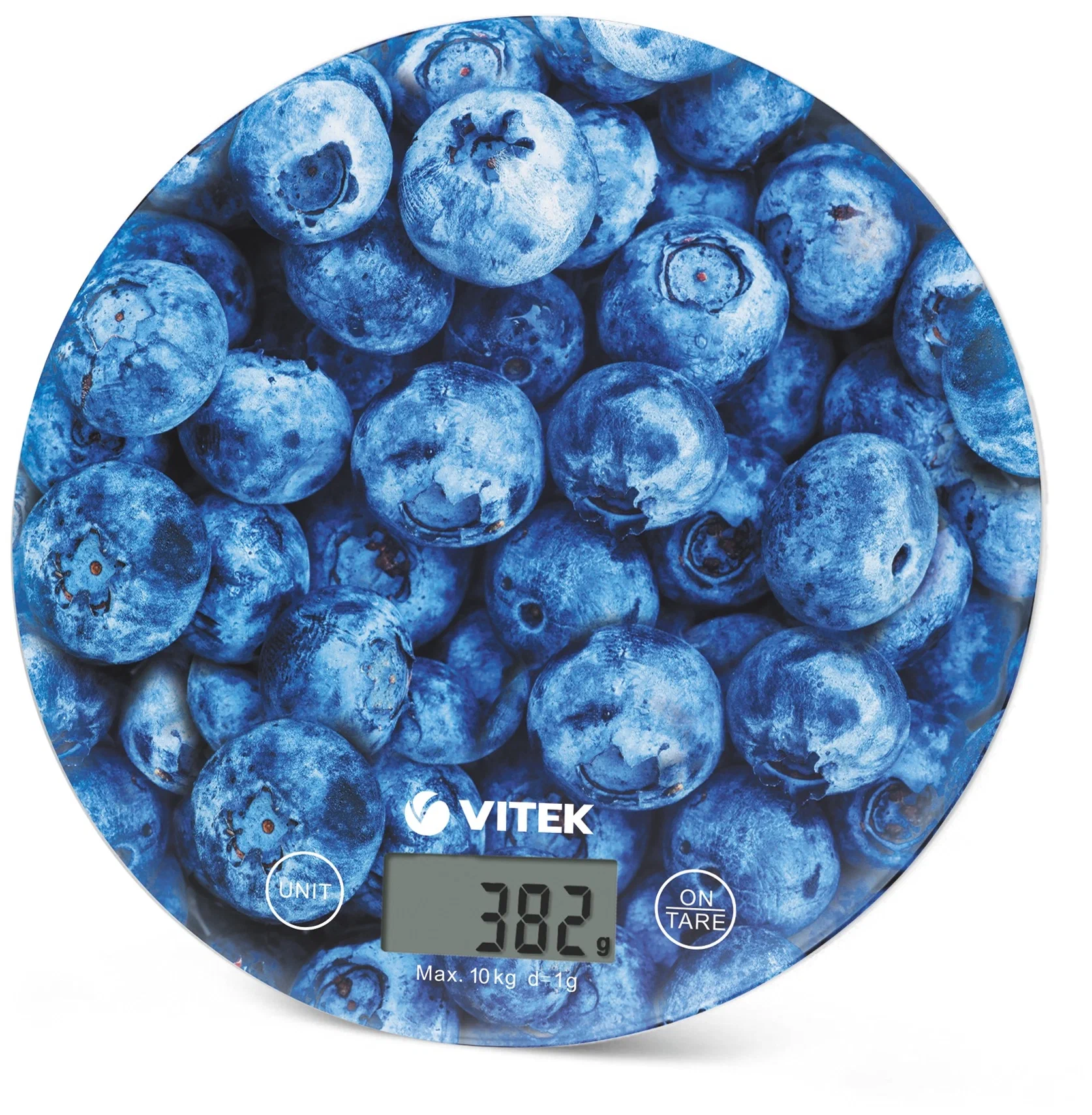 Кухонные весы электронные Vitek VT-8021 10 кг, 1 х CR2032, принт (голубика) (VT-8021), цвет принт (голубика)