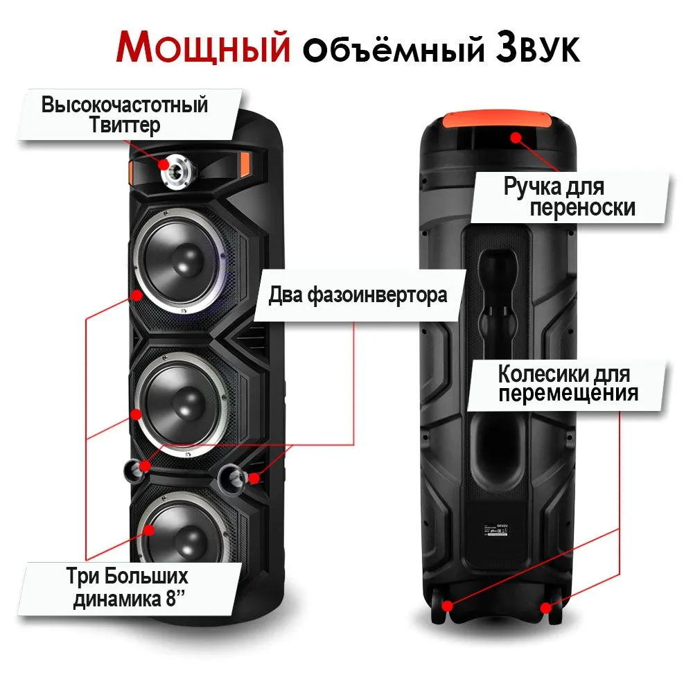 Караоке система Ginzzu GM-239, 60 Вт, USB, Bluetooth, 1256138 купить в  Барнауле в интернет-магазине e2e4