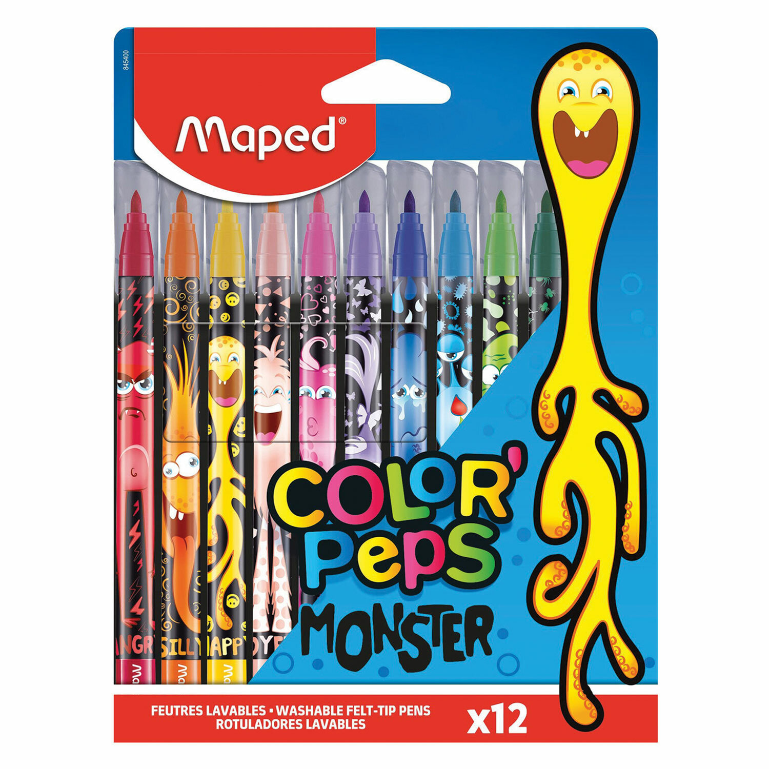 Фломастеры смываемые Maped Monster, 12 шт. (845400)