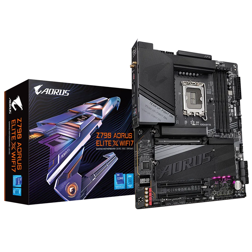 Материнская плата GIGABYTE Z790 AORUS ELITE X WIFI7, Socket1700, Intel Z790, 4xDDR5 DIMM, 3PCI-Ex16, 6SATA3, 7.1-ch, 2.5GLAN, 7 USB 3.2, 2 USB Type-C, HDMI, DP, ATX, Retail