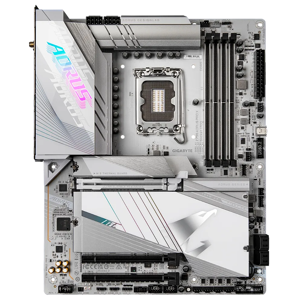 

Материнская плата GIGABYTE Z790 AORUS PRO X, Socket1700, Intel Z790, 4xDDR5 DIMM, 3PCI-Ex16, 4SATA3, 7.1-ch, 5GLAN, 8 USB 3.2, 4 USB Type-C, HDMI, DP, Type-C DP, ATX, Retail, Z790 AORUS PRO X