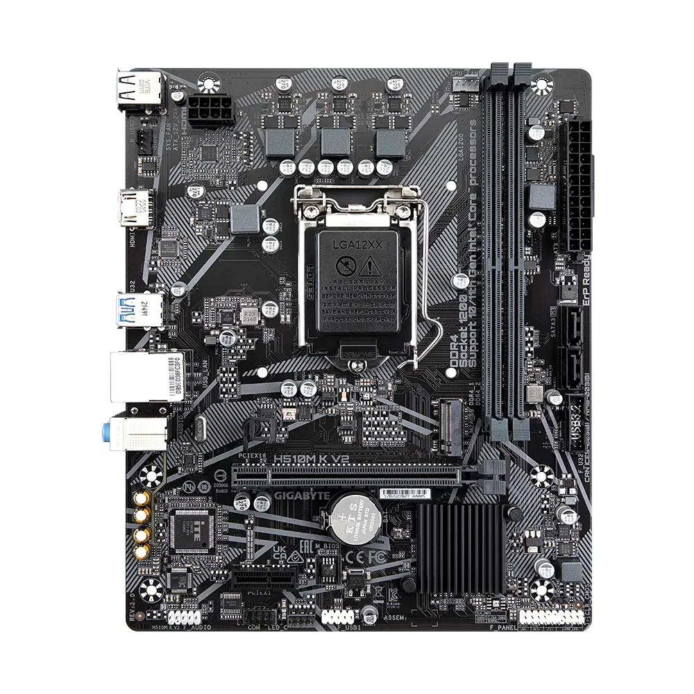 Материнская плата GIGABYTE H510M K V2 2.0, Socket1200, Intel H510, 2xDDR4, PCI-Ex16, 2SATA3, 7.1-ch, GLAN, 4 USB 3.2, HDMI, mATX, Retail