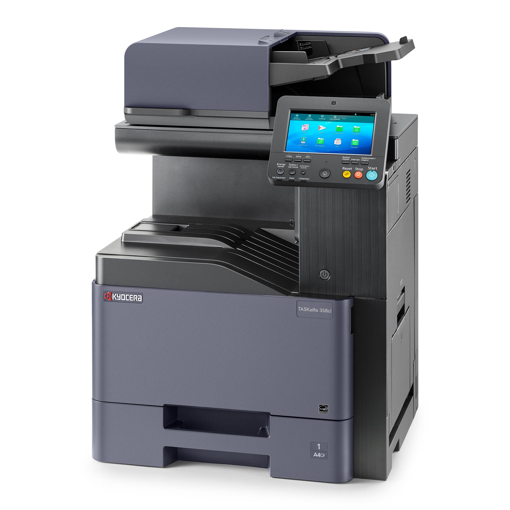 

МФУ лазерный Kyocera TASKalfa 358ci, A4, цветной, 35 стр/мин (A4 ч/б), 35 стр/мин (A4 цв.), 1200x1200 dpi, дуплекс, ДАПД, факс, сетевой, USB, черный, требуется запуск через АСЦ (1102V43NL0), 358ci