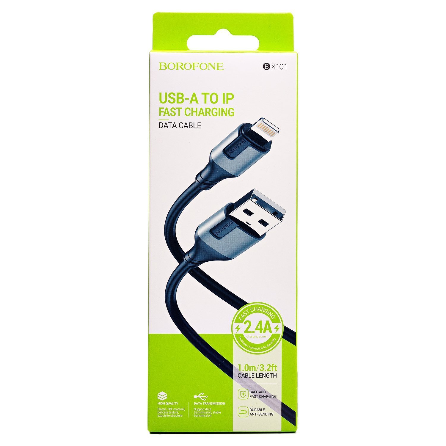 

Кабель USB-Lightning 8-pin, 2.4А, 1 м, черный, Borofone Creator BX101, BX101