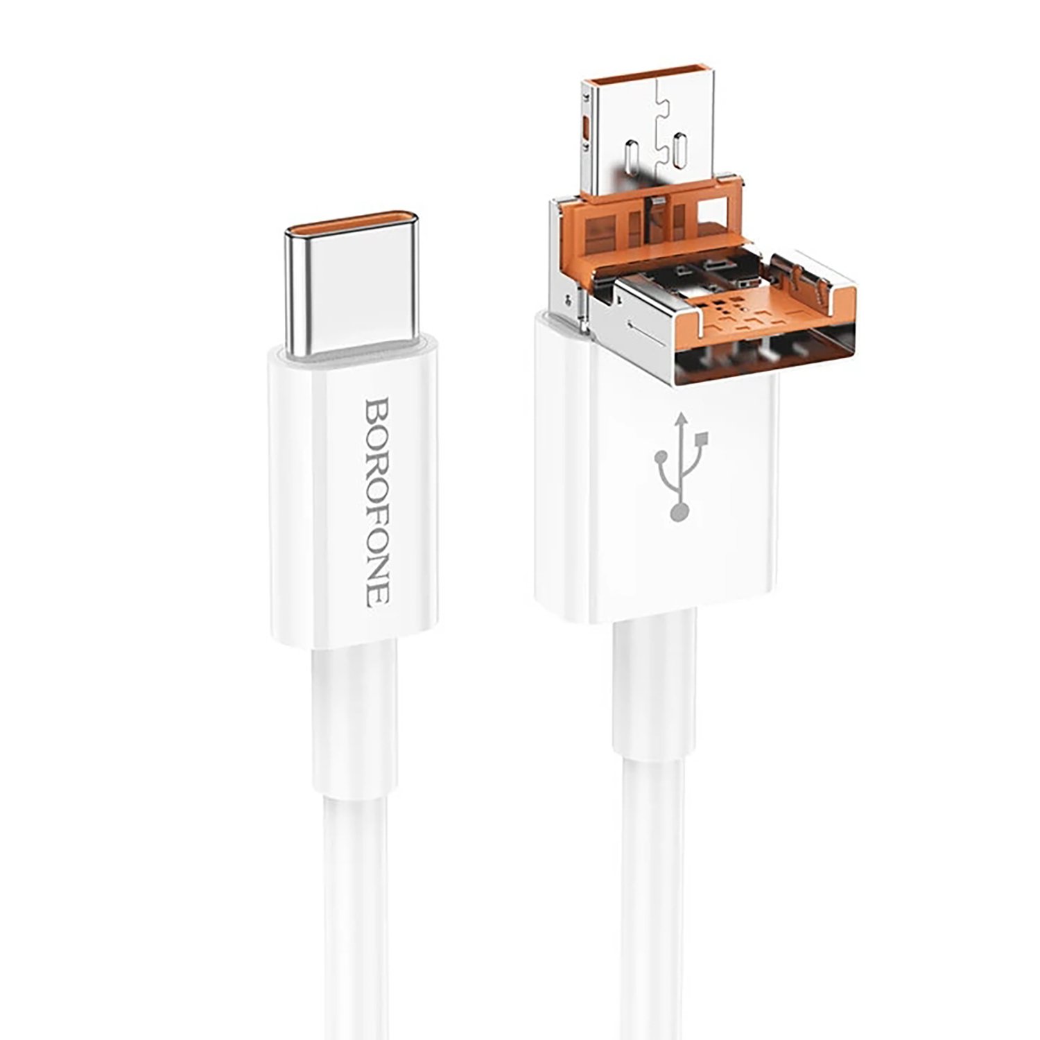 

Кабель USB+USB Type-C-USB Type-C, 3А, 60 Вт, 1 м, белый, Borofone Winner BX102, BX102