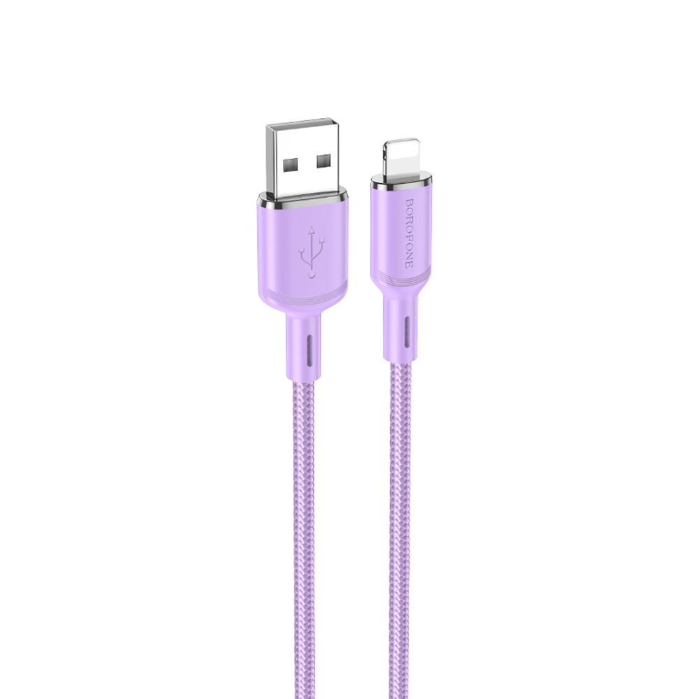 Кабель USB-Lightning 8-pin, быстрая зарядка, 2.4А, 1 м, фиолетовый, Borofone Cyber BX90 (6974443389593)