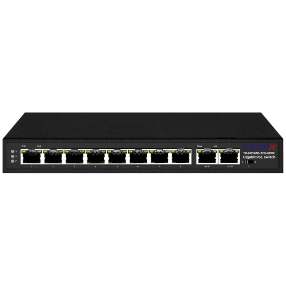 

Коммутатор Trassir TR-NS1410-120-8POE, кол-во портов: 8x1 Гбит/с, кол-во SFP/uplink: RJ-45 2x1 Гбит/с, PoE: 8x90 Вт (макс. 120 Вт) (TR-NS1410-120-8POE), TR-NS1410-120-8POE