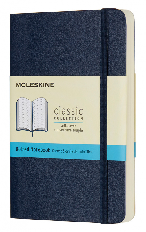 Блокнот Moleskine CLASSIC SOFT, 90x140мм, пунктир, 192 листов, синий (QP614B20) (1 шт.)