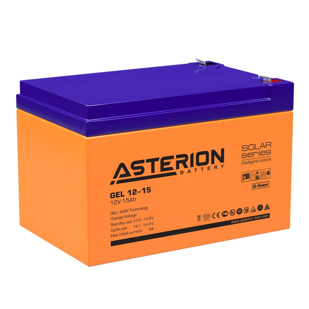 

Аккумуляторная батарея для ИБП Asterion Solar Series GEL 12-15, 12V, 15Ah (Asterion GEL 12-15), Синий/оранжевый, GEL 12-15