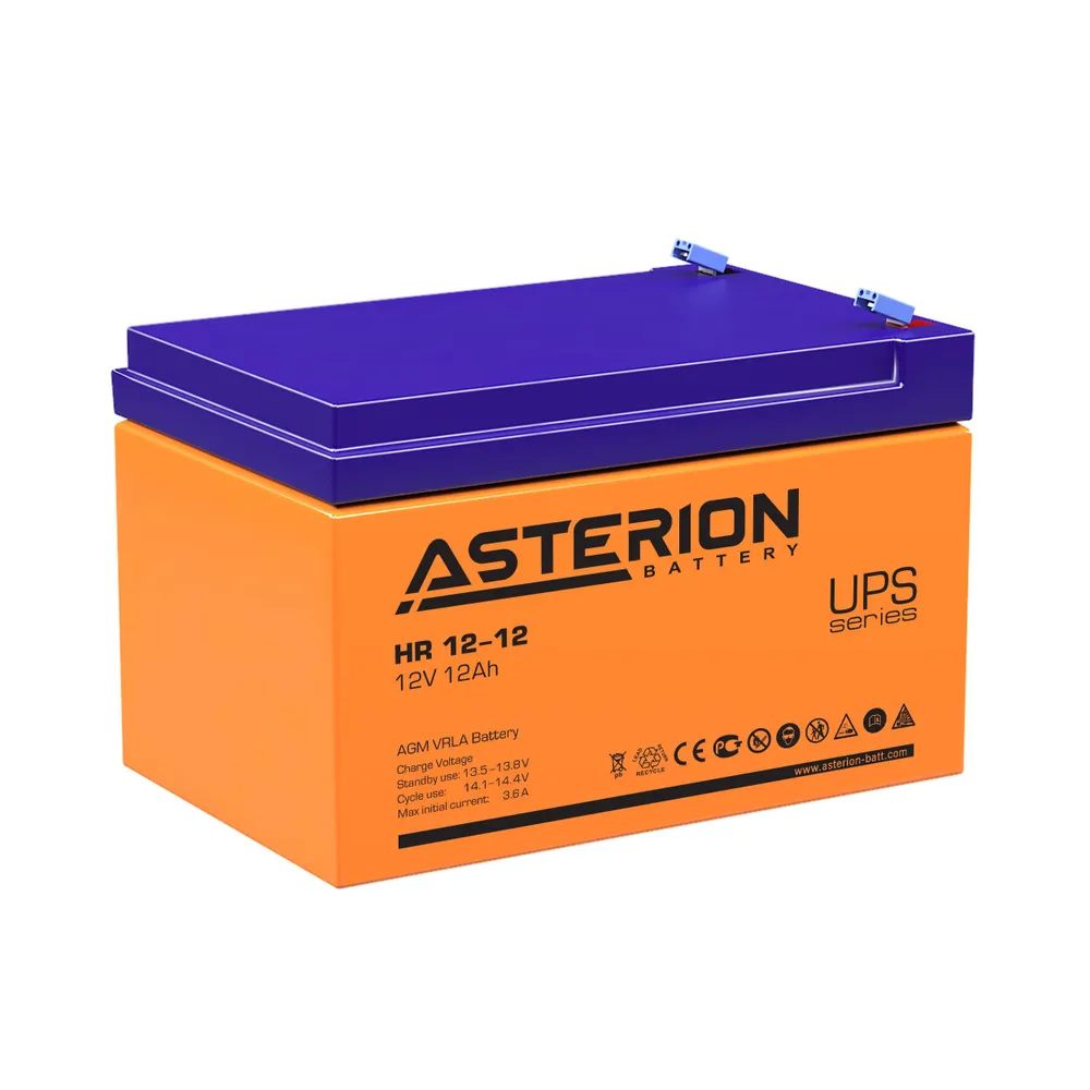 

Аккумуляторная батарея для ИБП Asterion HR 12-12, 12V, 12Ah (Asterion HR 12-12), Синий/оранжевый, HR 12-12