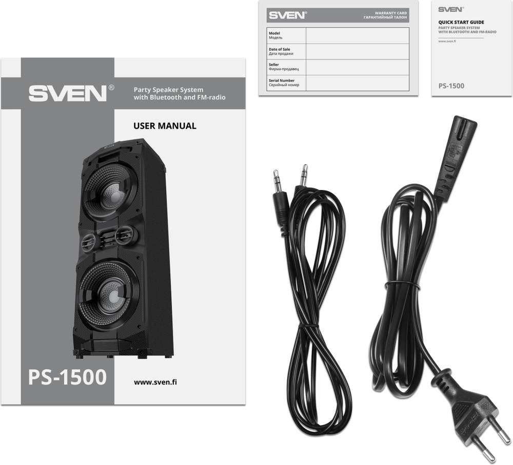 Портативная акустика SVEN PS-1500 , 500 Вт, Bluetooth