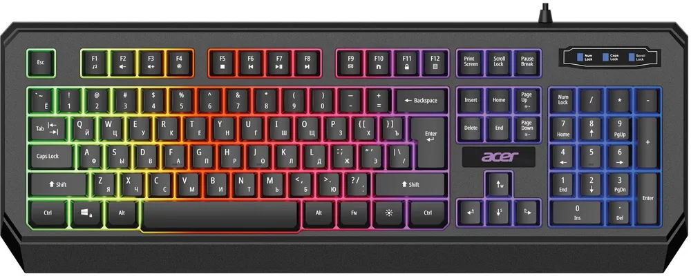 

Клавиатура проводная Acer OKW300, мембранная, подсветка, USB, черный (ZL.KBDCC.019), OKW300