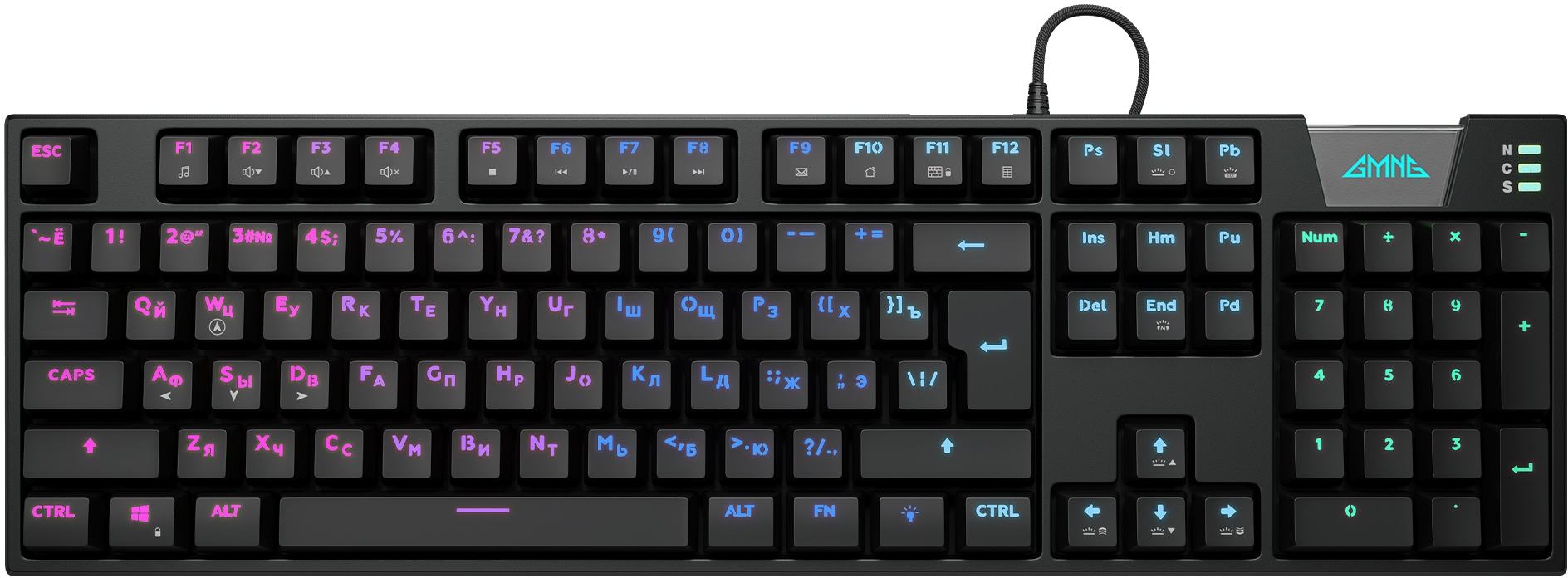 Клавиатура проводная GMNG GG-KB780X , механическая, GMING Blue, подсветка, USB, черный (1910518)