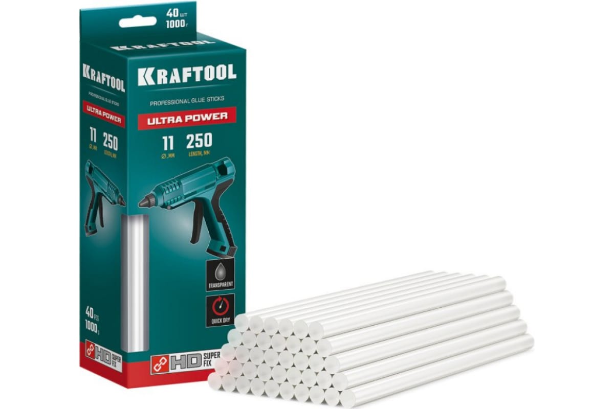Клеевые стержни Kraftool Ultra Power 11 мм x 250 мм, прозрачный