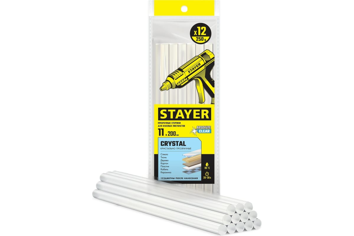 Клеевые стержни Stayer Crystal 11 мм x 200 мм, прозрачный