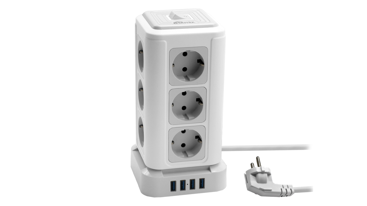 

Сетевой фильтр Ritmix RM-2124, 12, 4xUSB, 2 м, белый, RM-2124