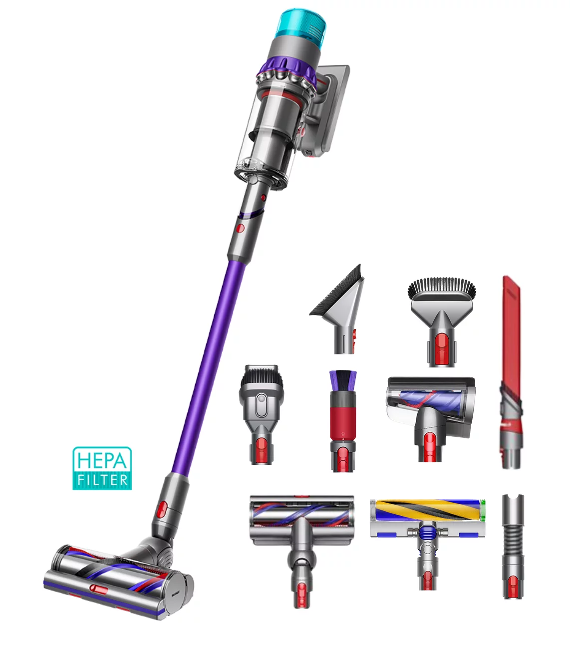

Вертикальный пылесос DYSON Gen5 Detect Absolute (SV23), 752 Вт, питание от аккумулятора, серебристый/фиолетовый (446989-01), Gen5 Detect Absolute (SV23)
