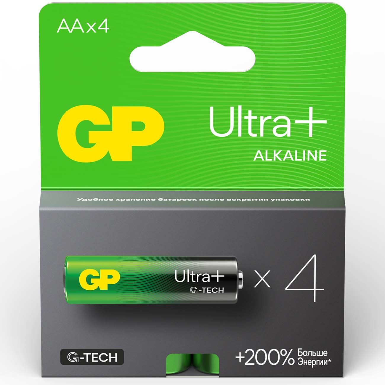 Батарея GP Ultra Plus Alkaline, AA (LR6), 1.5V, 4 шт. (GP 15AUPA21-2CRSB4) - фото 1