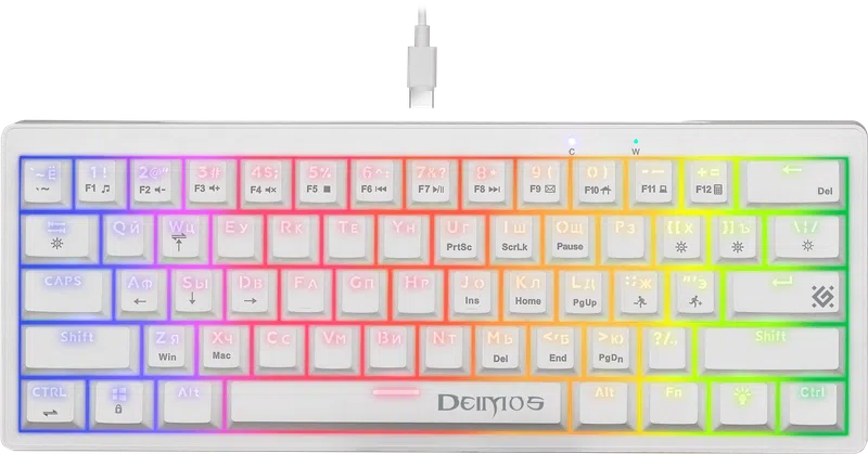Клавиатура проводная Defender DEIMOS GK-303, механическая, TNT Pink, подсветка, USB, белый (45304)