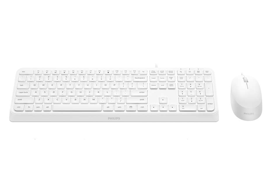 

Клавиатура + мышь Philips SPT6207W, USB, белый (SPT6207W/87), SPT6207W