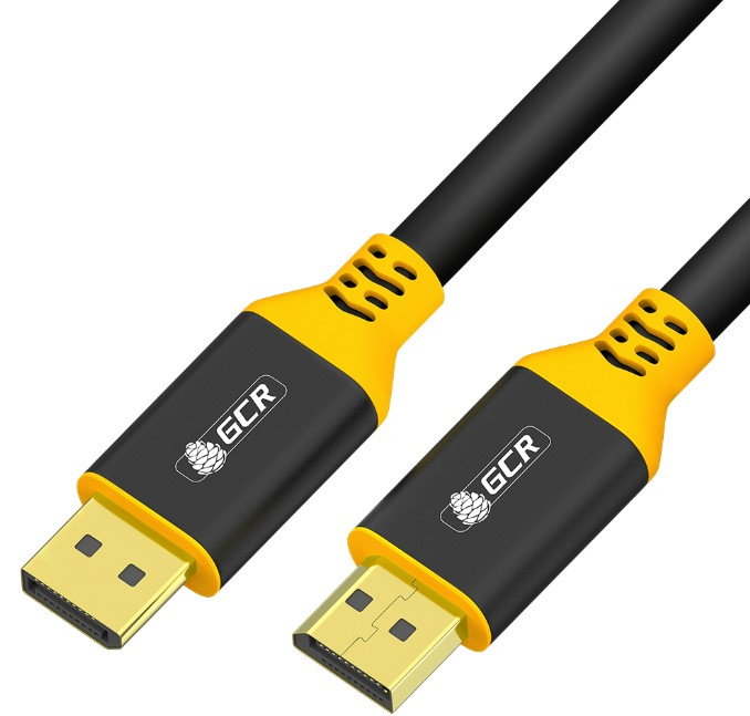 Кабель DisplayPort (19M)-DisplayPort (19M) v1.2 4K, 50 см, черный/желтый Greenconnect (GCR-54435), цвет черный/желтый