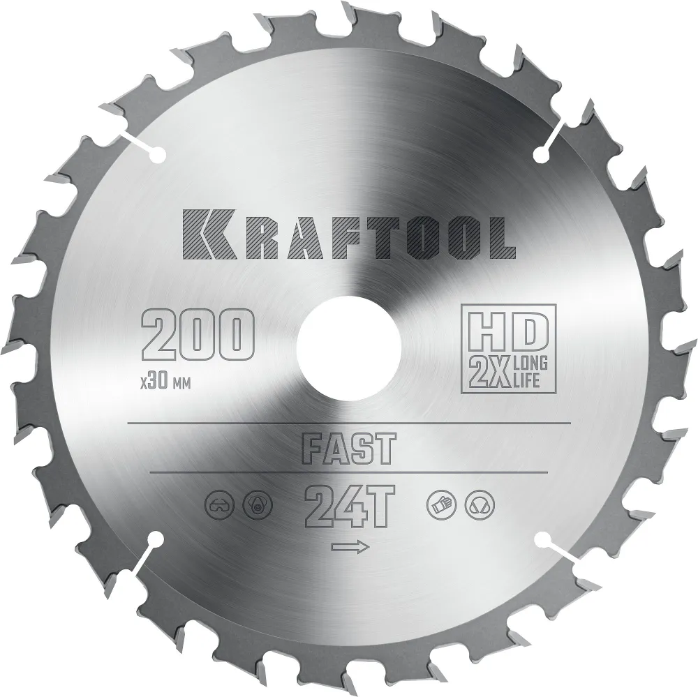Пильный диск Kraftool Fast, ⌀200 мм x 30 мм по дереву