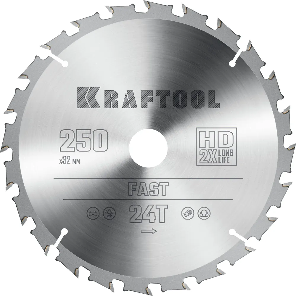 Пильный диск Kraftool Fast, ⌀250 мм x 32 мм по дереву