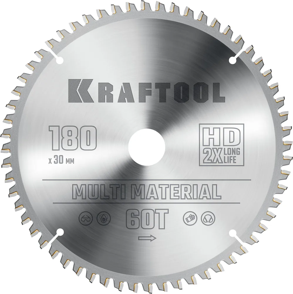 Пильный диск Kraftool Multi Material, ⌀180 мм x 30 мм по алюминию
