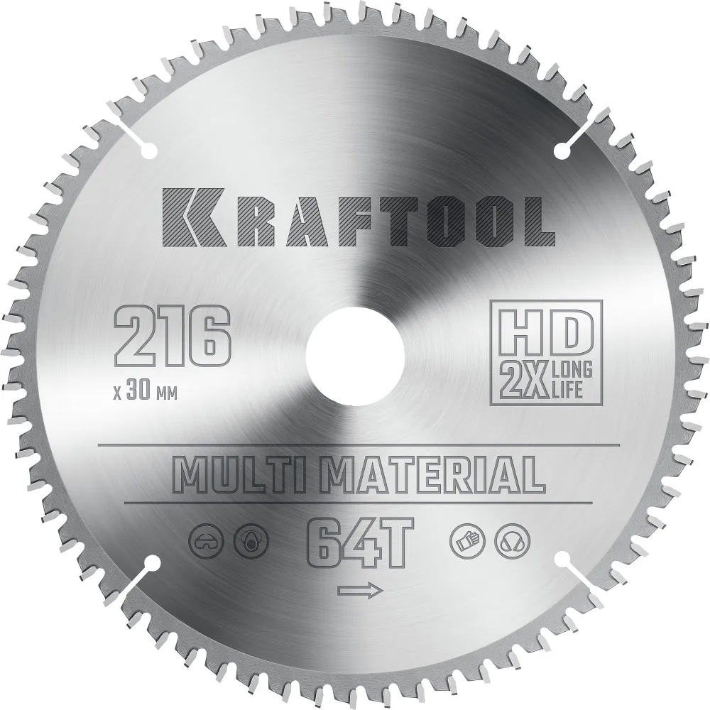 Пильный диск Kraftool Multi Material, ⌀216 мм x 30 мм по алюминию