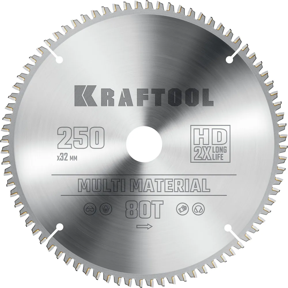 Пильный диск Kraftool Multi Material, ⌀210 мм x 32 мм по алюминию