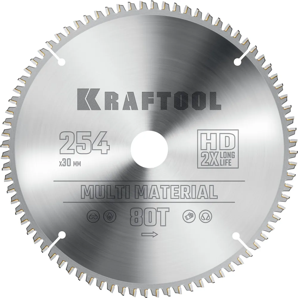 Пильный диск Kraftool Multi Material, ⌀254 мм x 30 мм по алюминию