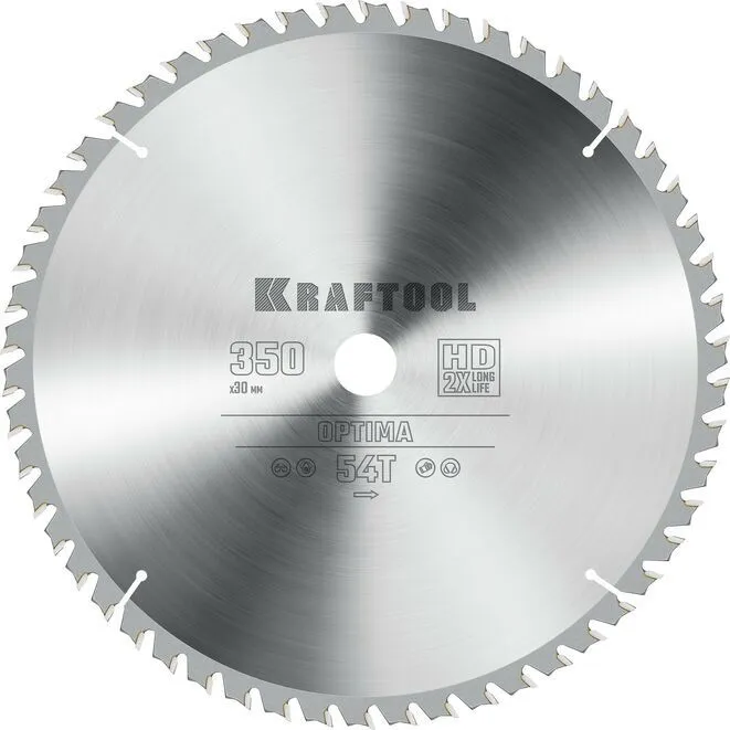 Пильный диск Kraftool Optima, ⌀350 мм x 30 мм по дереву