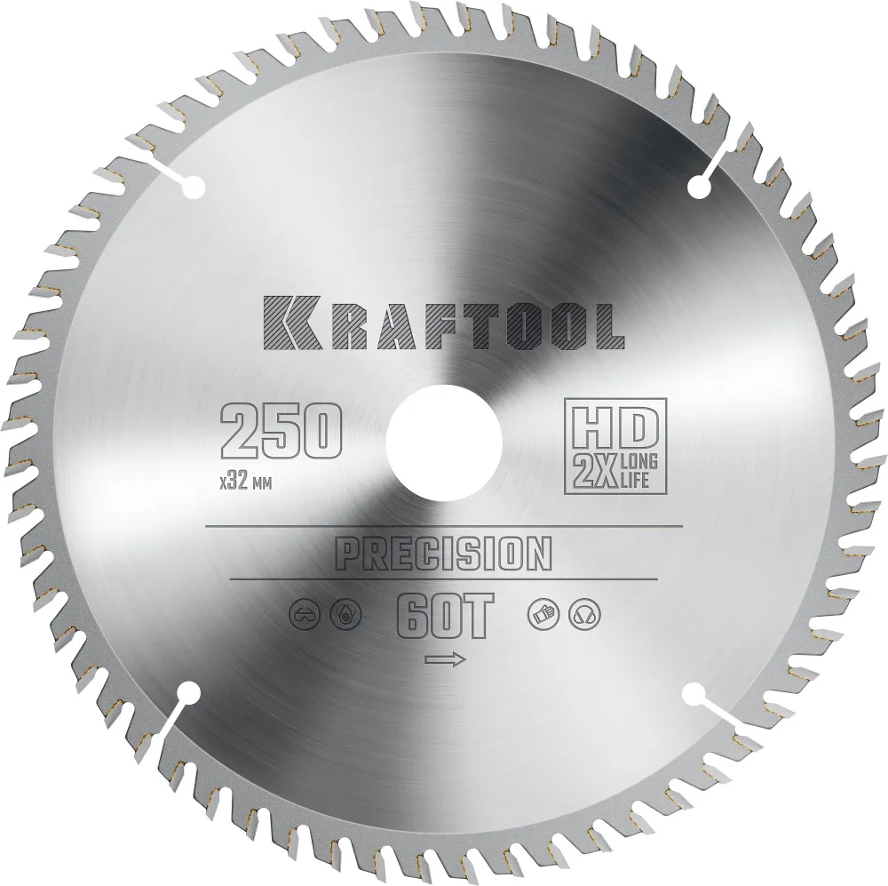 Пильный диск Kraftool Precission, ⌀250 мм x 32 мм по дереву