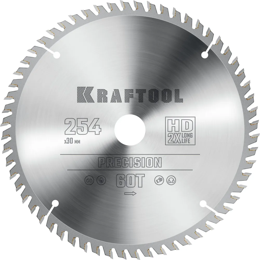 Пильный диск Kraftool Precission, ⌀254 мм x 30 мм по дереву