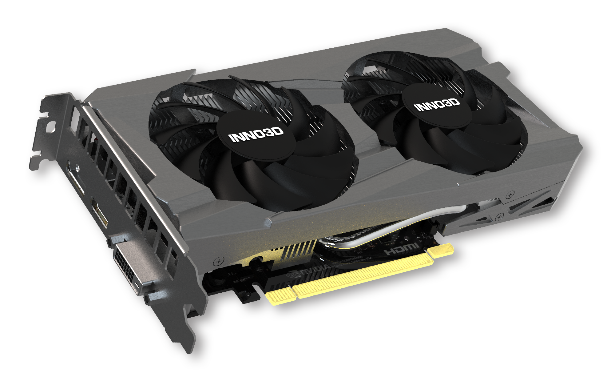 Видеокарта Inno3D NVIDIA GeForce RTX 3050 Twin X2, 8Gb GDDR6, 128 бит, PCI-E, DVI, HDMI, DP, Retail (N30502-08D6-1711VA41)