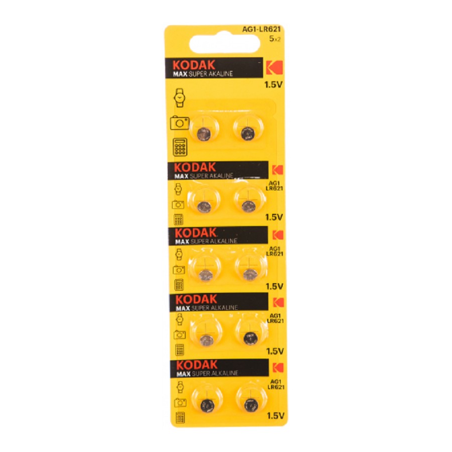 Батарея Kodak Max Button Cell, AG1, 364, LR621, 1.5V, 10 шт. (B0044706)