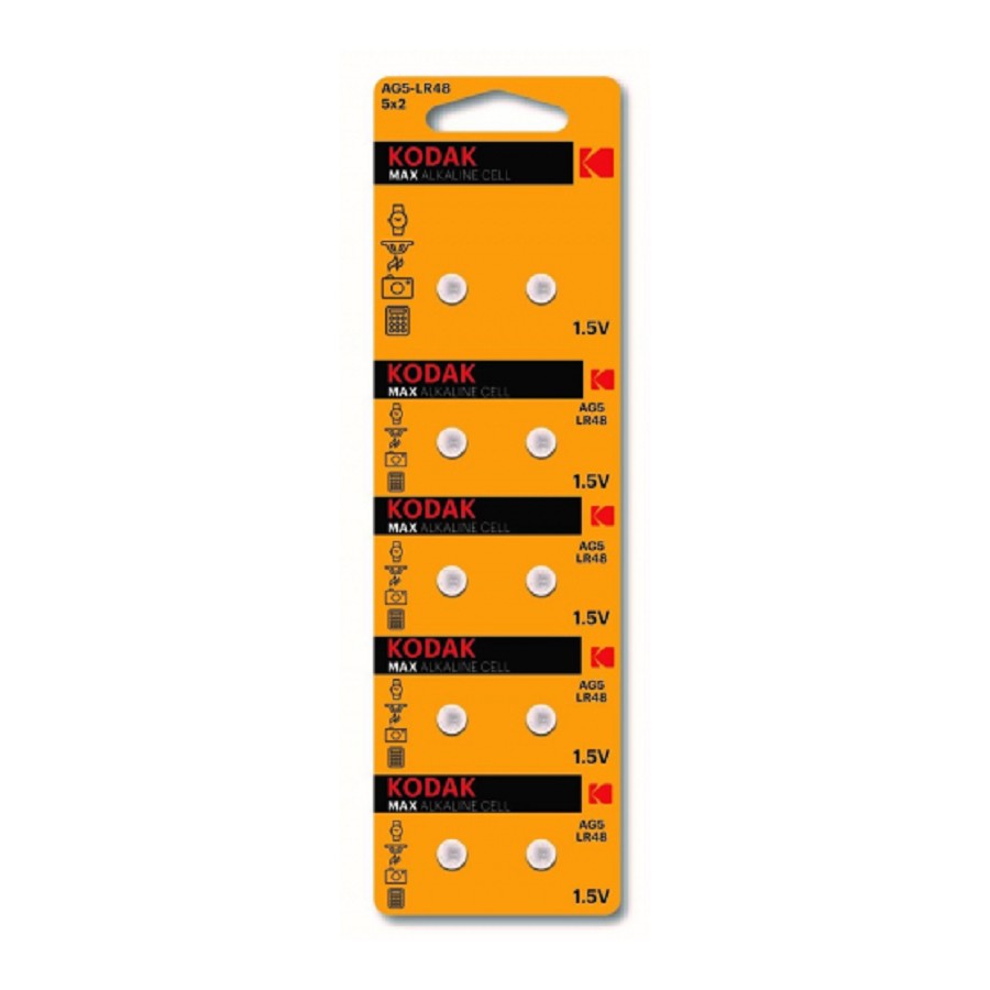Батарея Kodak Max Button Cell, AG5,393,LR754,LR48, 1.5V, 10 шт. (B0044710) - фото 1