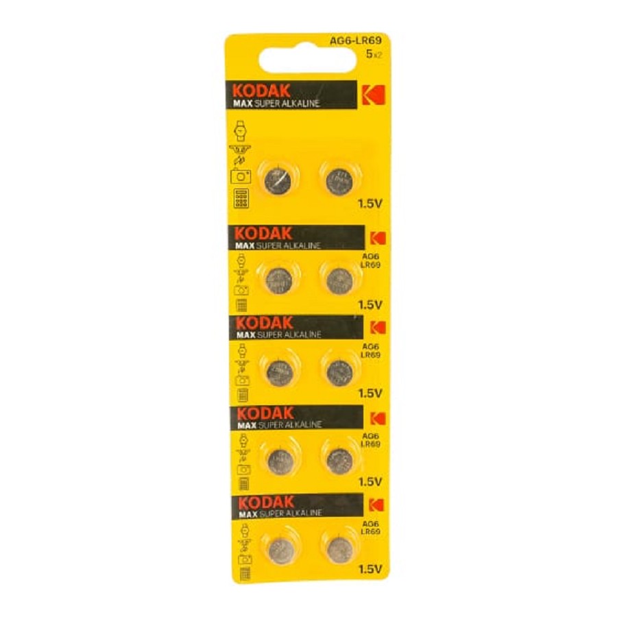 

Батарея Kodak Max Button Cell, AG6/LR69, 1.5V, 10 шт. (B0044711)