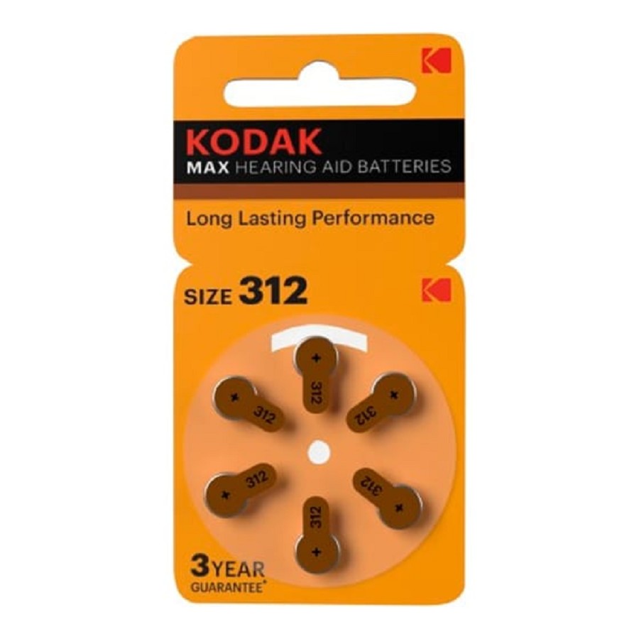 Батарея Kodak Max Hearing Aid, ZA312 (PR41, AC312, DA312), 1.4V, 6 шт. (B0051738) - фото 1