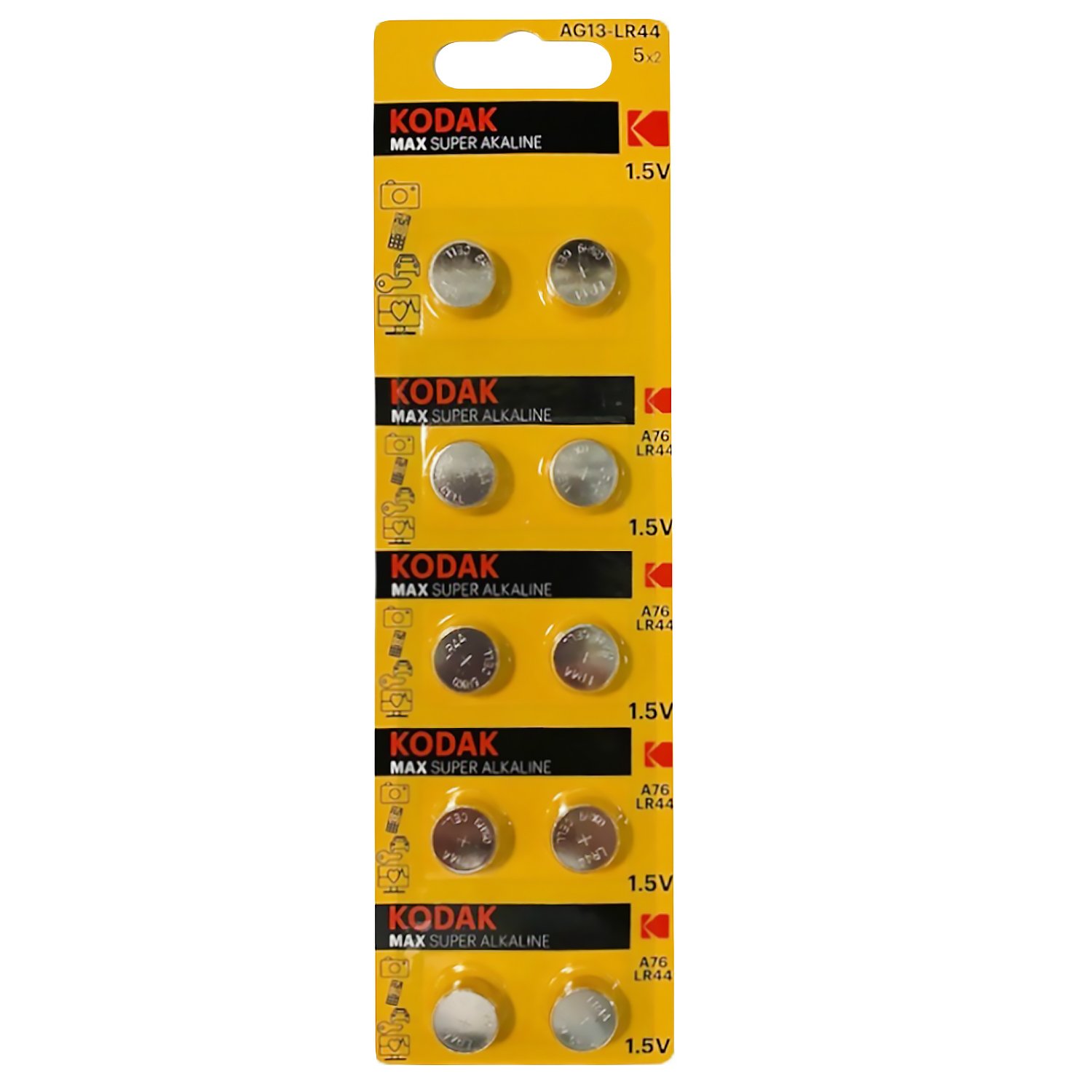 Батарея Kodak AG13/LR1154/LR44/357A/A76, 1.5V, 1 шт