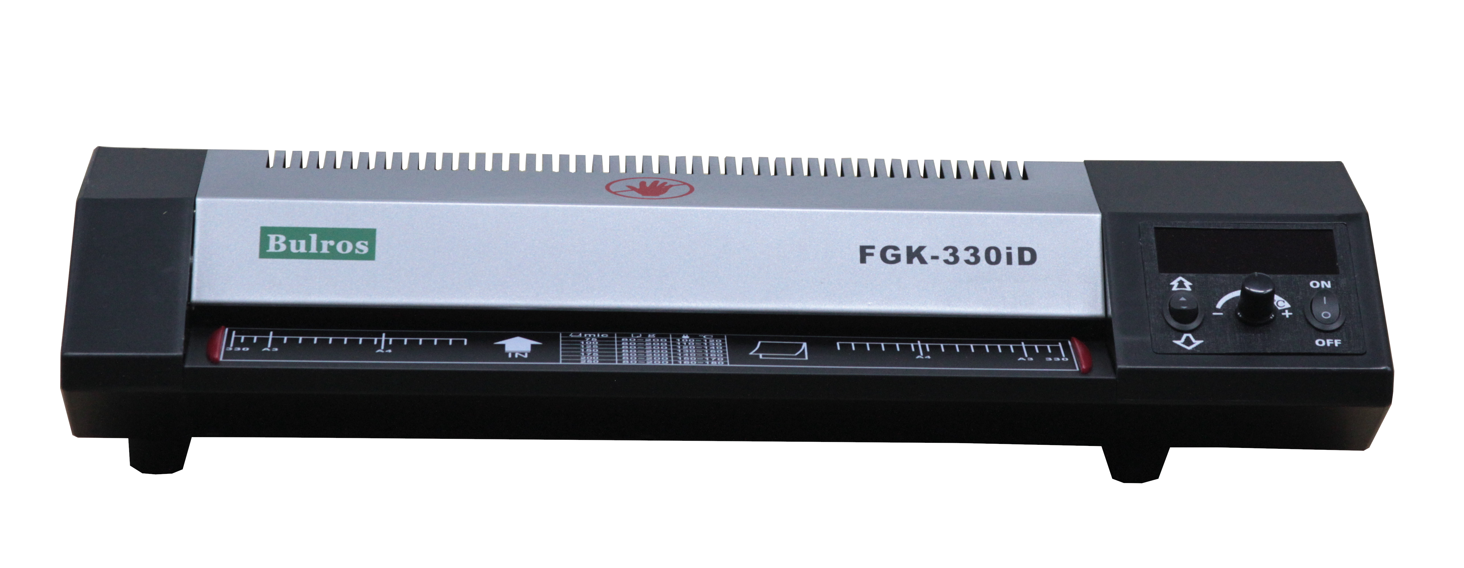 

Ламинатор Bulros FGK330iD, A3, 250 мкм, валов:4, горячее + холодное ламинирование, 56 см/мин., фото, реверс, черный (FGK330iD), FGK330iD