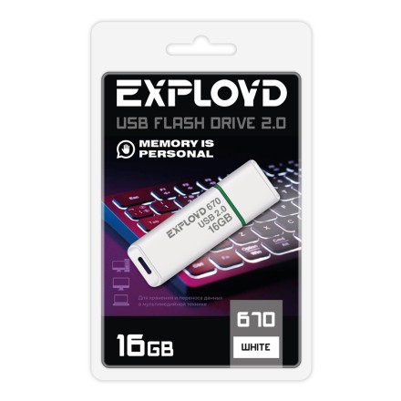 

Флешка 16Gb USB 2.0 EXPLOYD 670, белый (EX-16GB-670-White)